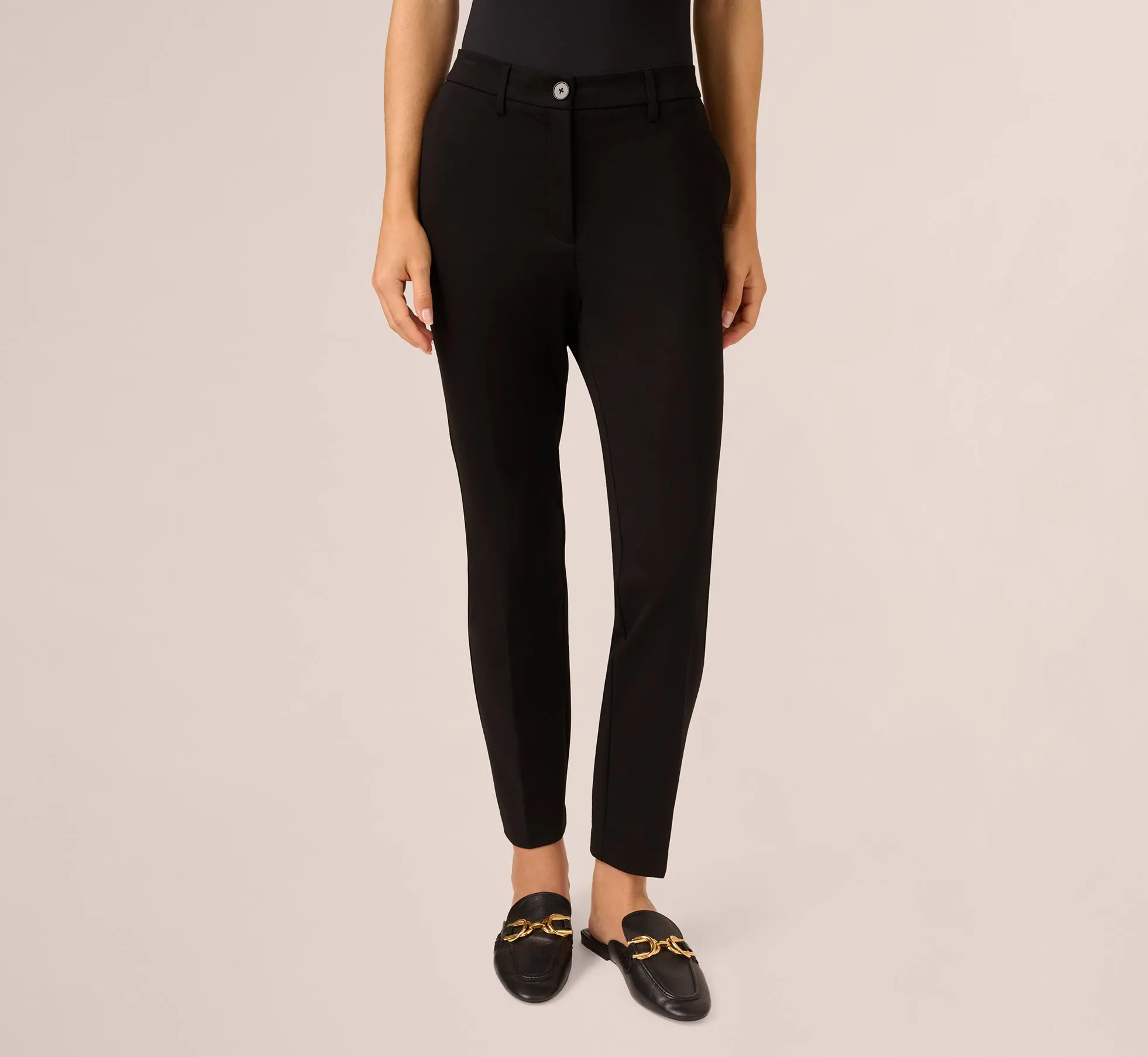 4 Way Stretch Skinny Straight Pant In Black