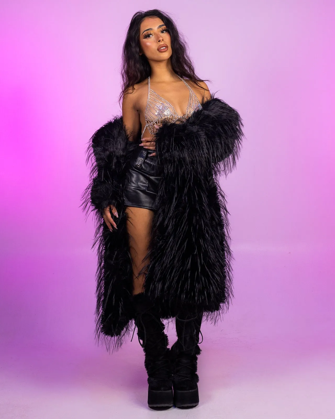 Black Deluxxx Faux Fur Coat