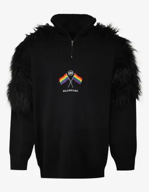 Black LGBTQ Flag Zip Up Turtleneck Sweater