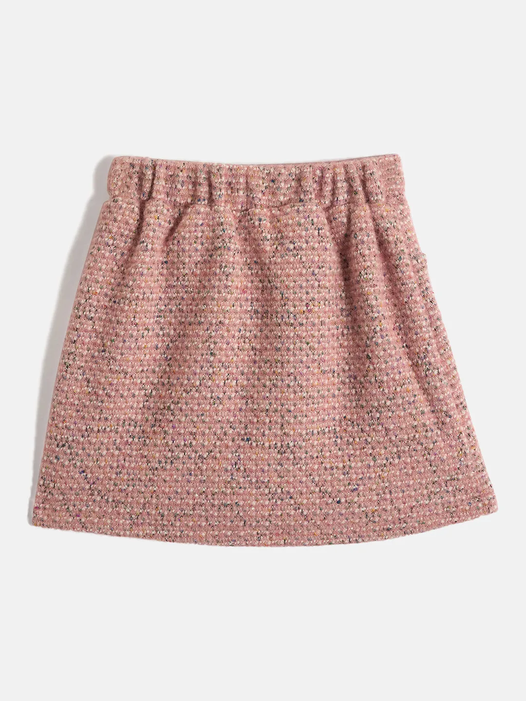 Blue Giraffe Girls Pink Self Design Regular Fit Tweed A-Line Skirt