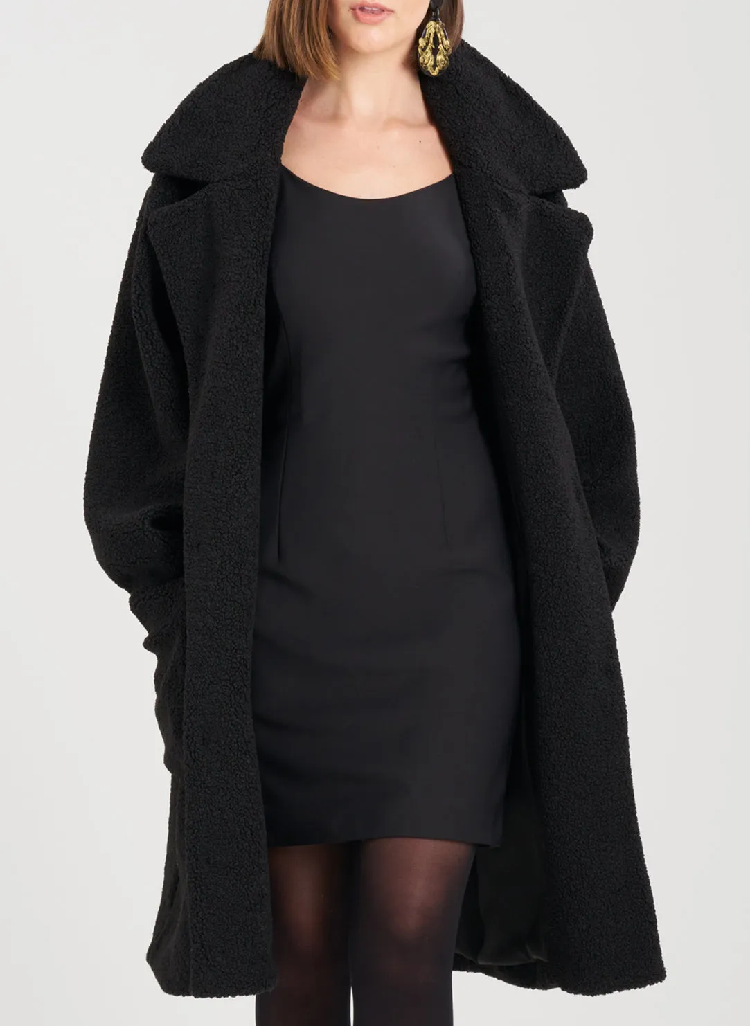 Boucle Black-BLK LG Collar Coat