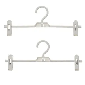 BRUIO Plastic Pant Hangers with Clips Heavy Duty Skirt Hangers Strong Pinch Grip Clips,9PCS