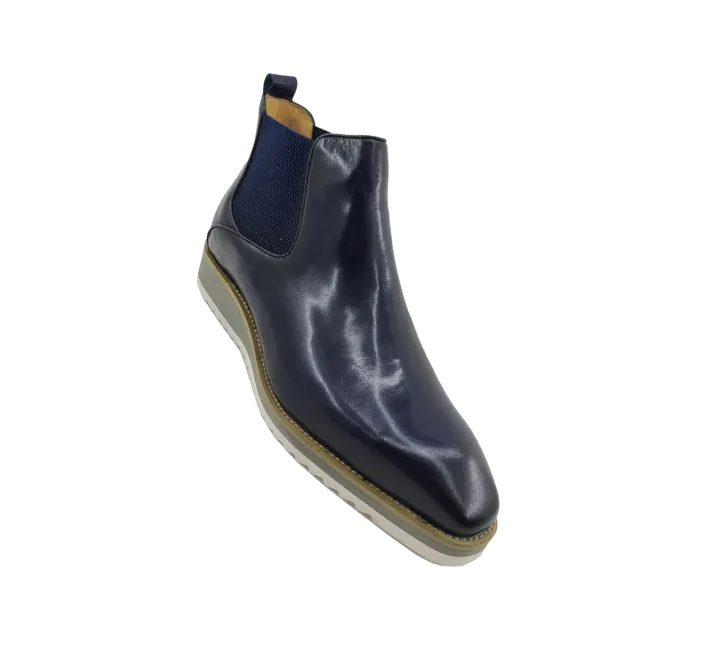 Carrucci blue slip on men's boots casual style genuine Leather