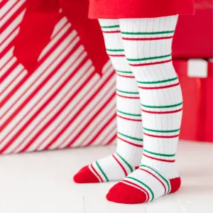 Christmas Stripe Ribbed Tights