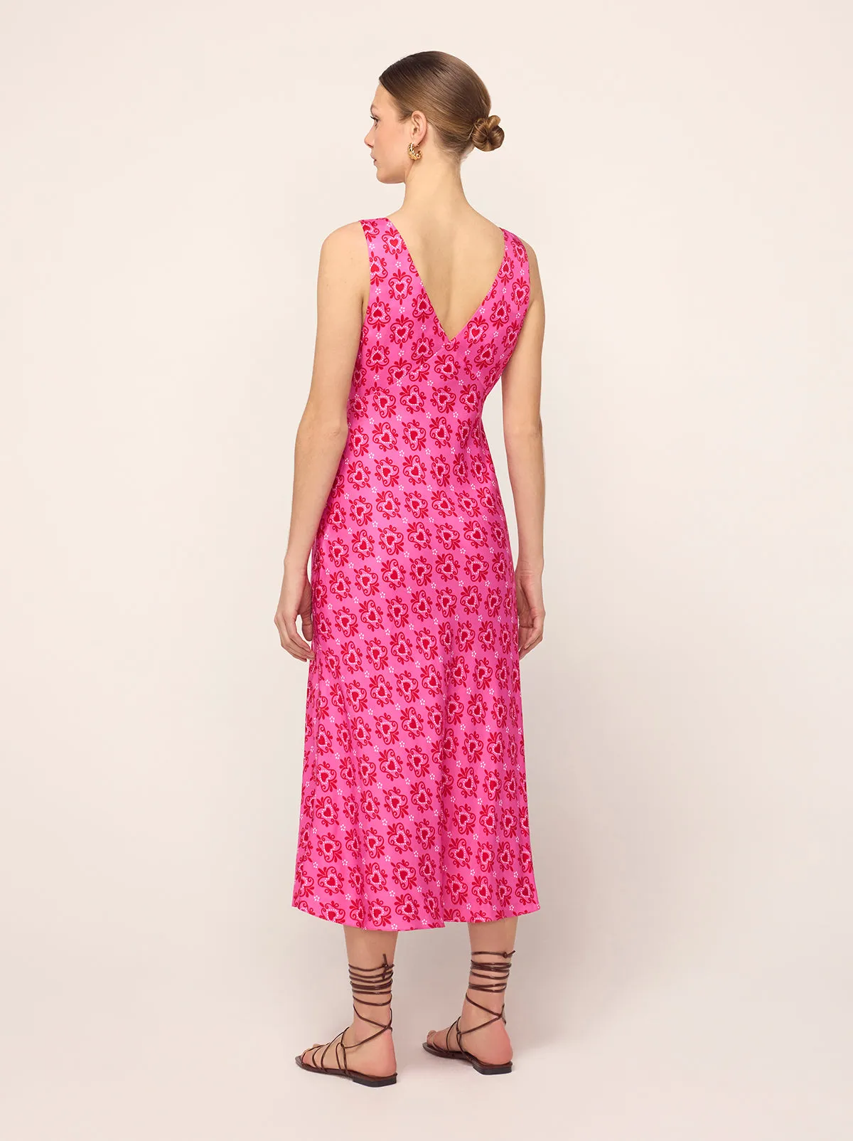 Claire Pink Heart Print Slip Dress