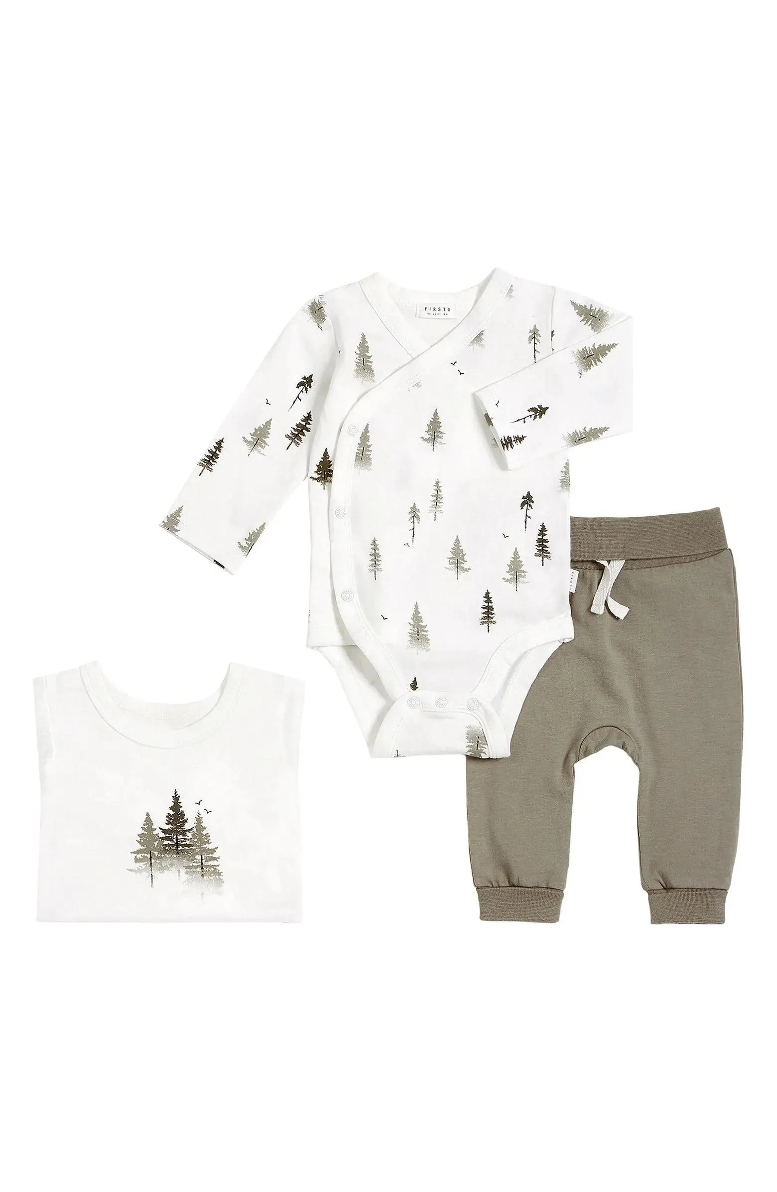 Conifer Print 3 PCS Bodysuit Set | Petit Lem