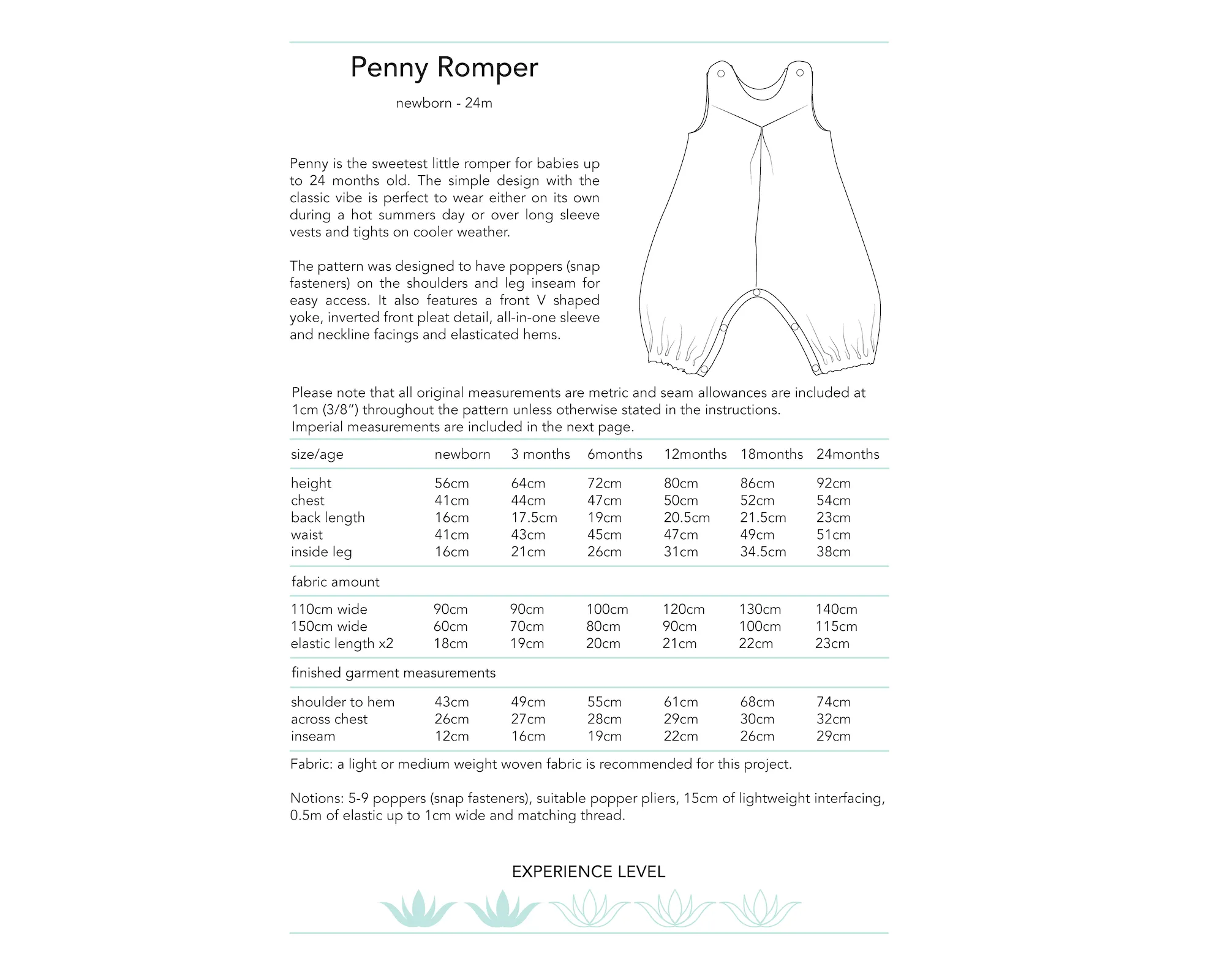 DHURATA DAVIES • Penny Romper Sewing Pattern (0 - 24mths)