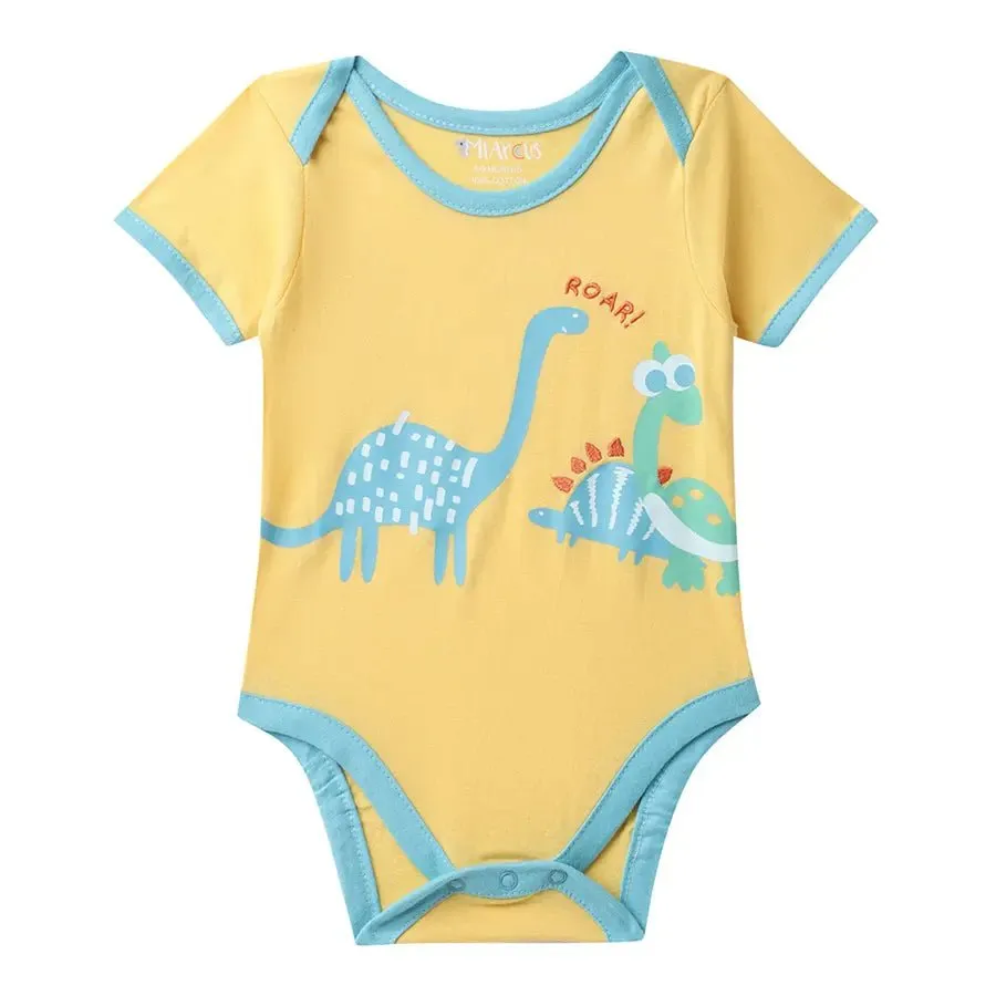 Dino Print Baby Boy Romper (Pack of 3)