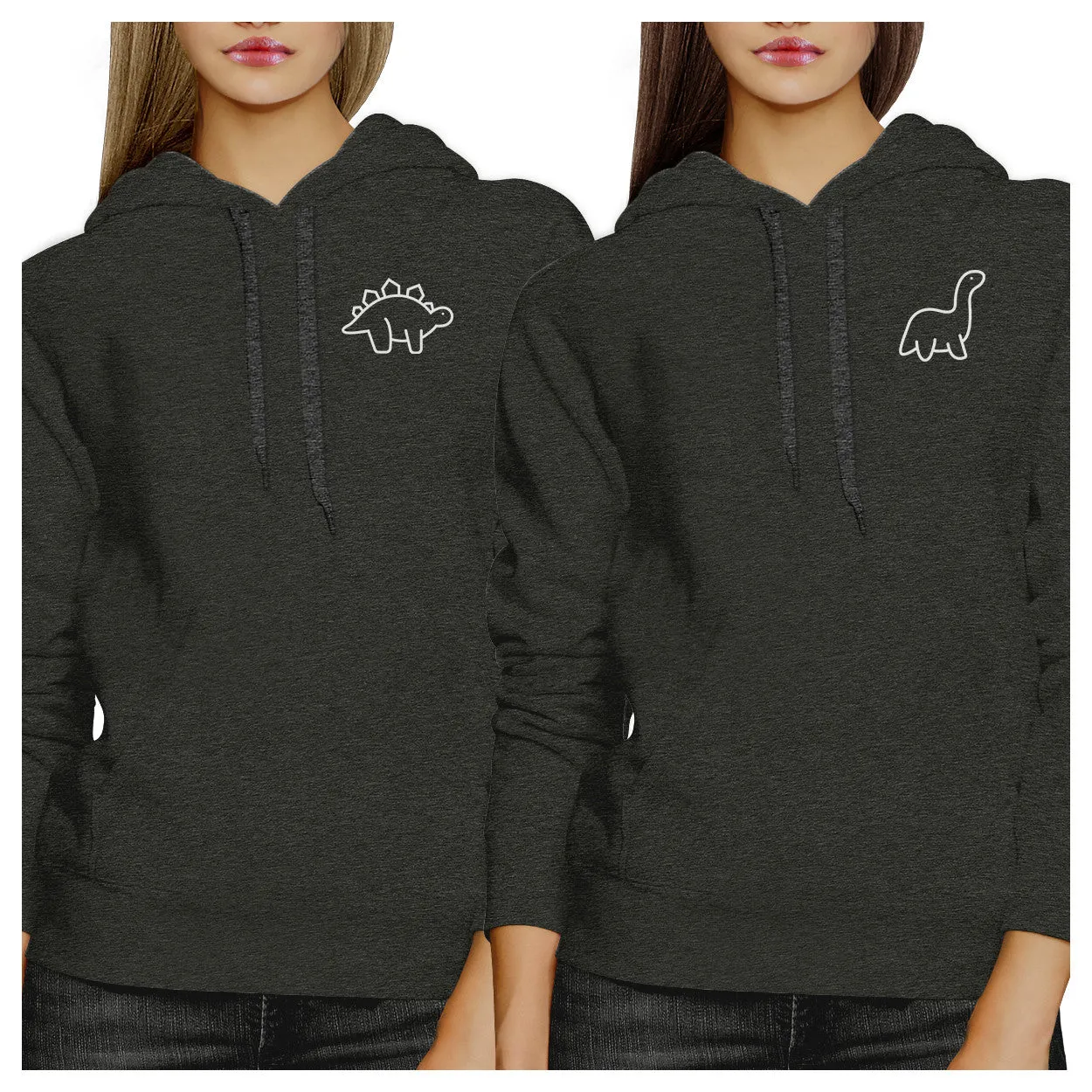 Dinosaurs BFF Matching Dark Grey Hoodies