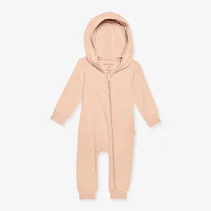 Dusty Blush French Terry Zippered Hooded Romper