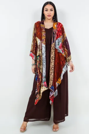 Earthy Art Silk & Velvet Lightweight Jacket