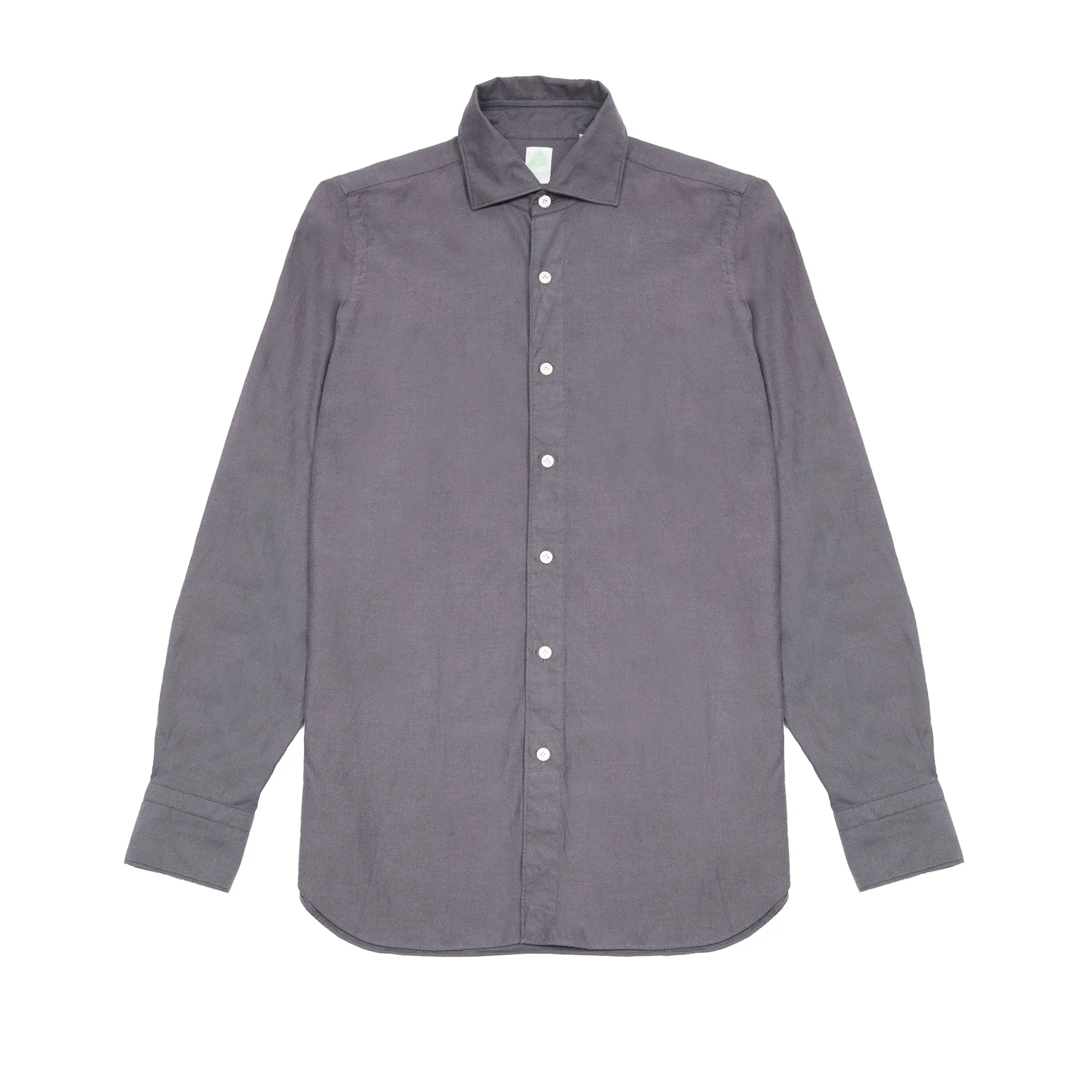 Finamore Gaeta Luigi Cotton Flannel Shirt in Dark Grey