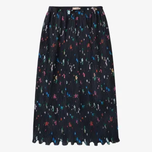 Floral Maxi Pleated Skirt - Black