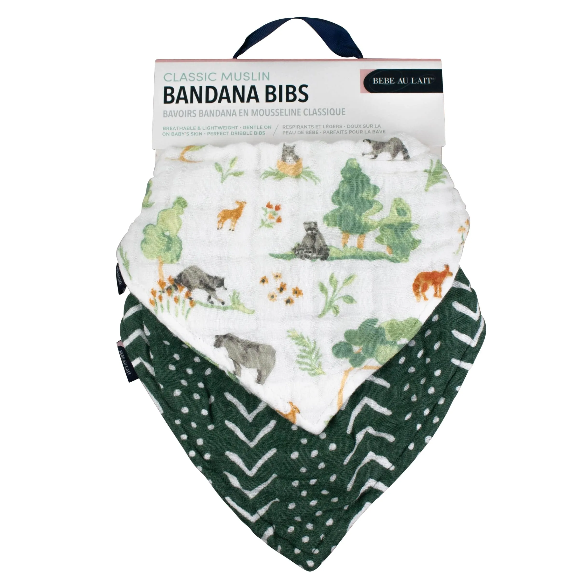 Forest Friends   Mudcloth Bandana Bib Set