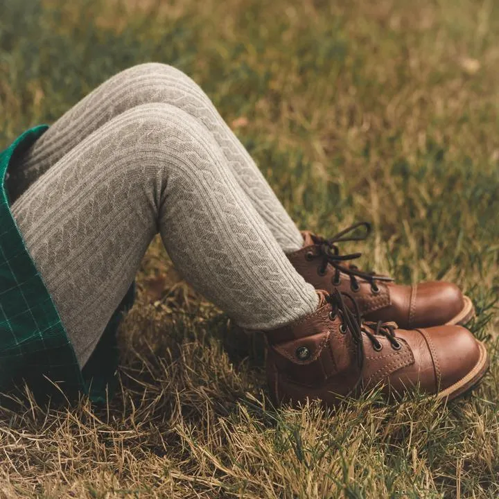 Gray Cable Knit Tights