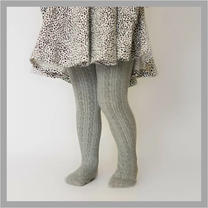 Gray Cable Knit Tights