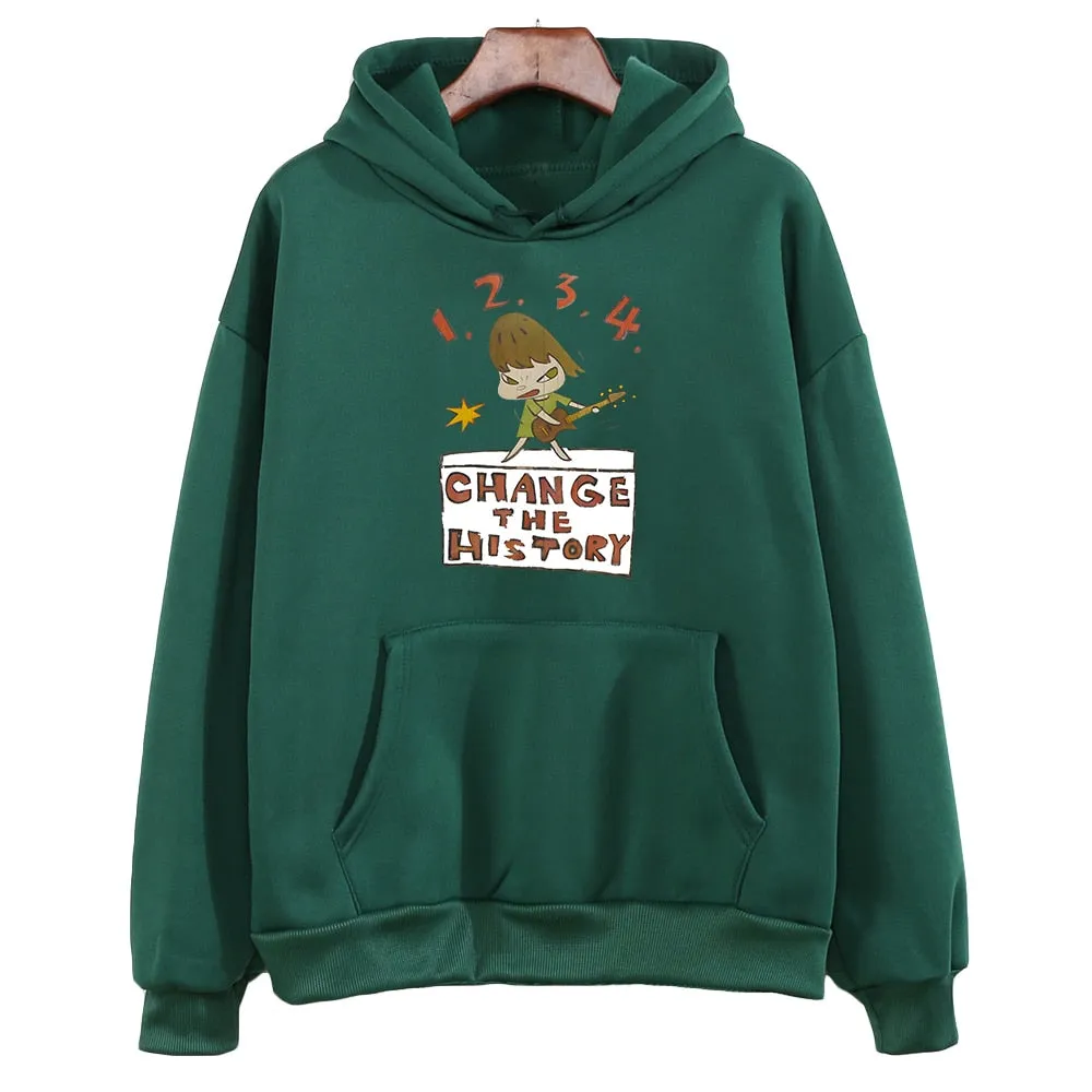 Hoodies Letter Print Funny Graphic Sweatshirts Women Long Sleeve Hooded Clothes - WH2130