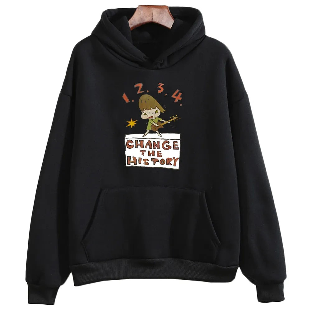 Hoodies Letter Print Funny Graphic Sweatshirts Women Long Sleeve Hooded Clothes - WH2130