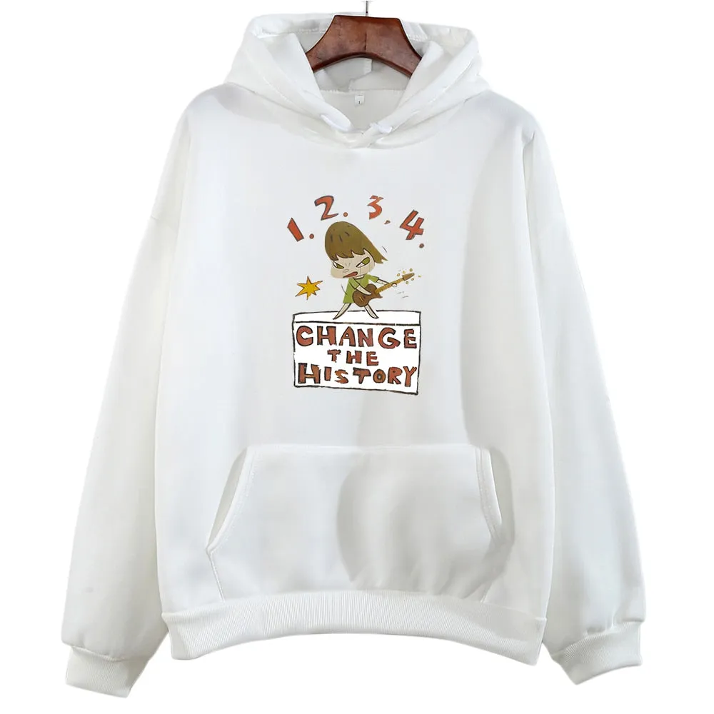 Hoodies Letter Print Funny Graphic Sweatshirts Women Long Sleeve Hooded Clothes - WH2130