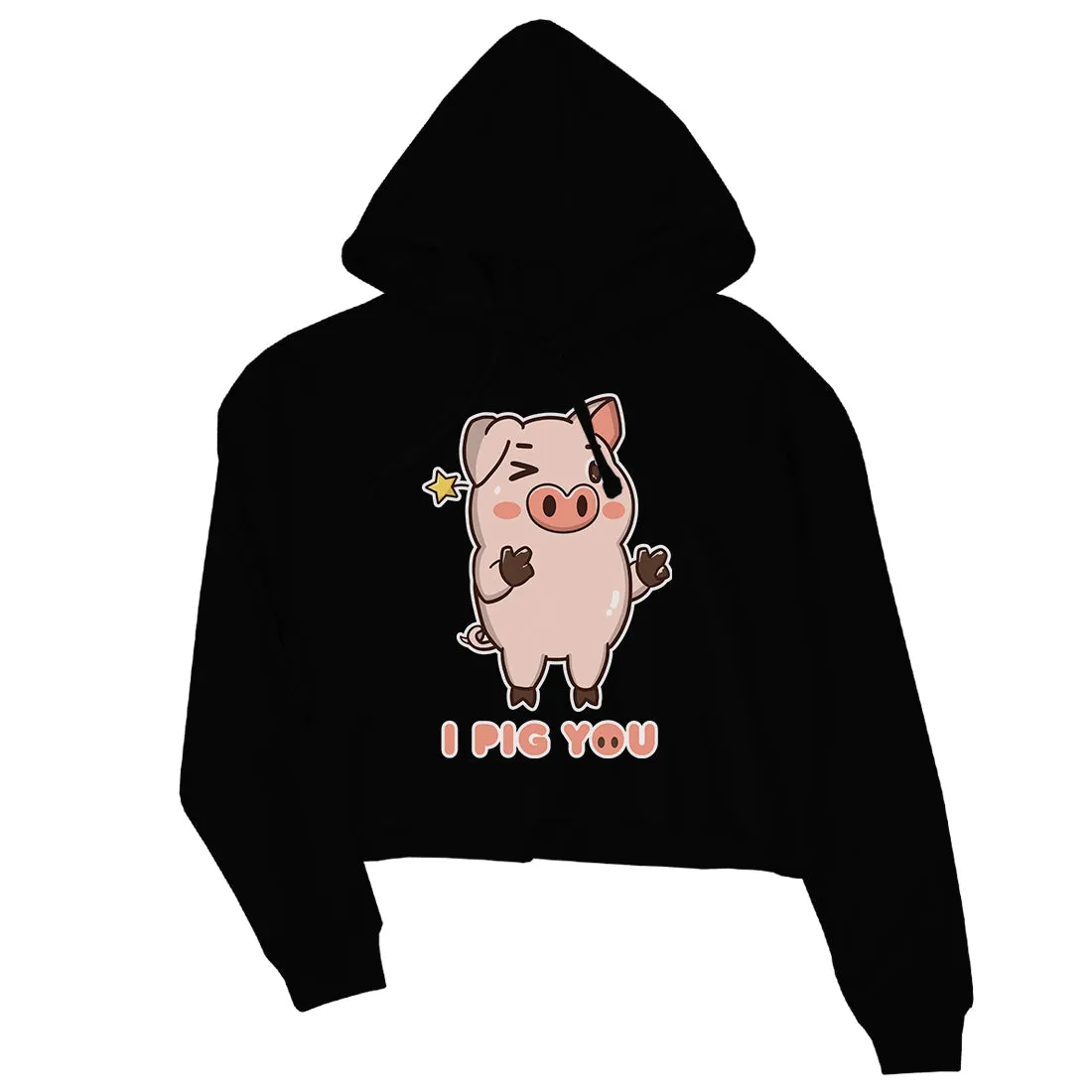 I Pig You Womens Cute Workout Crop Hoodie Valentine's Day Gift