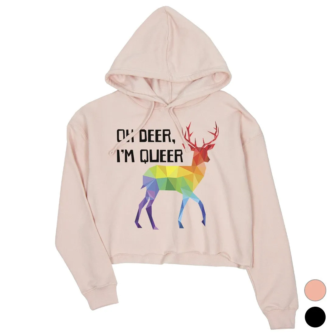 LGBT Deer Queer Rainbow Crop Hoodie