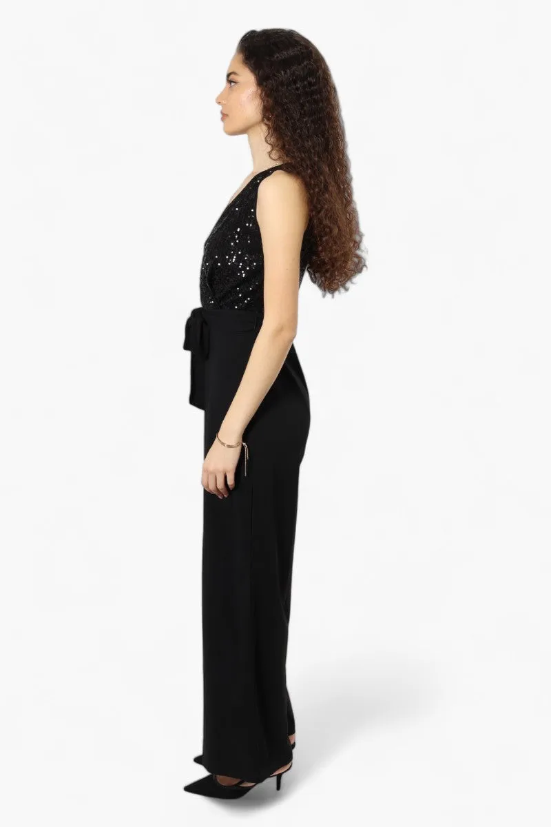 Limite Belted Sequin Top Jumpsuit - Black