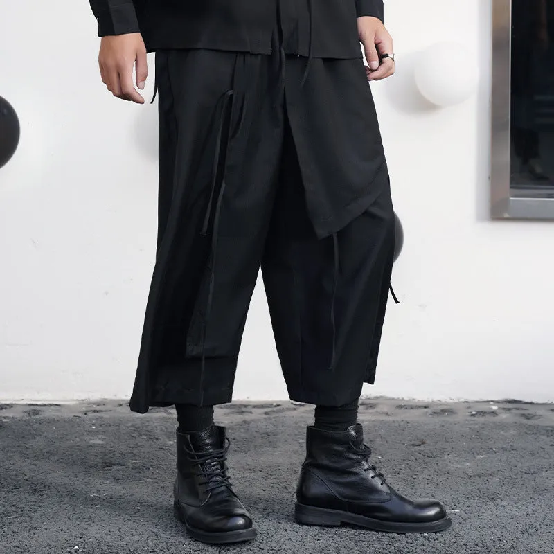 Men's Japanese Streetwear Loose Fit Layered Pants