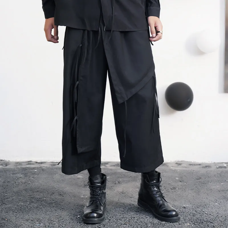 Men's Japanese Streetwear Loose Fit Layered Pants