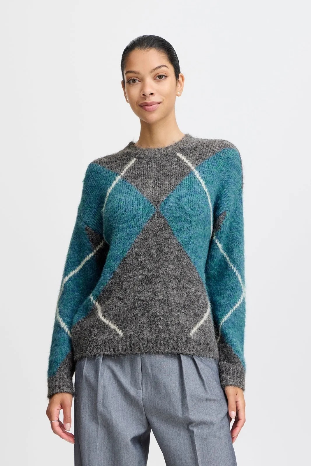 Miller Knit Jumper - Mid Grey Melange Mix