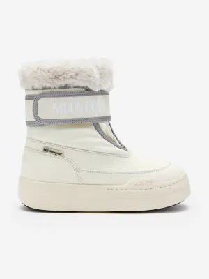 Moon Boot Girls JR Park Strap Boots in Ivory