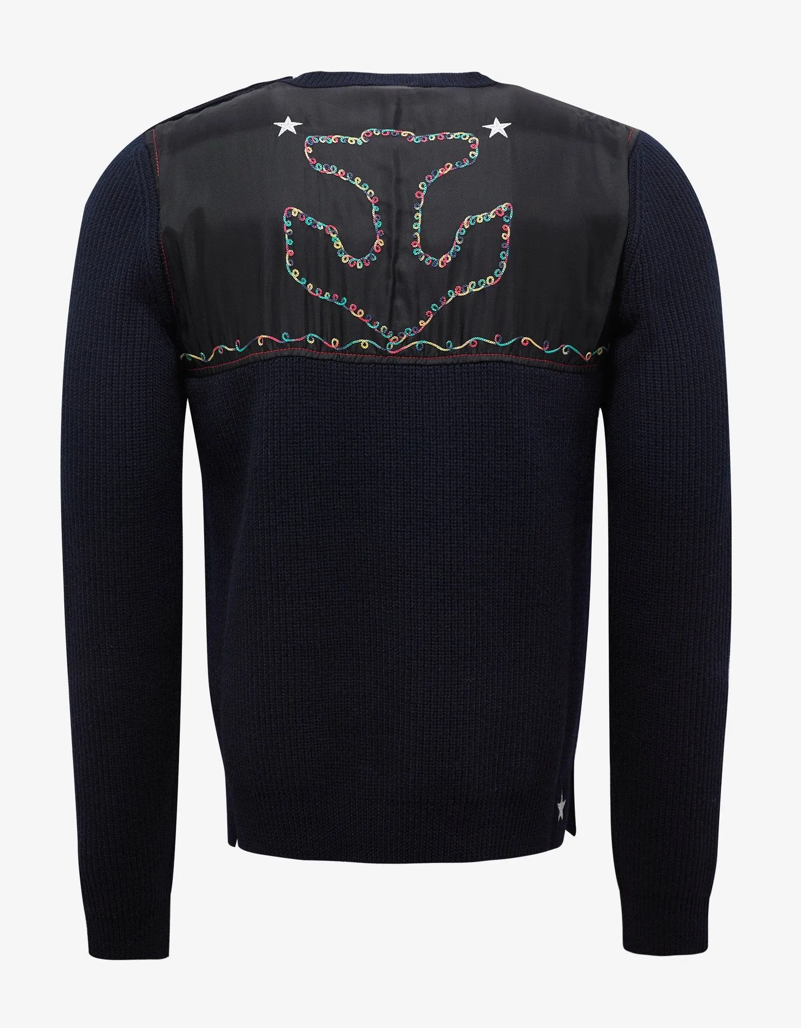 Navy Blue Marine Embroidered Wool Sweater