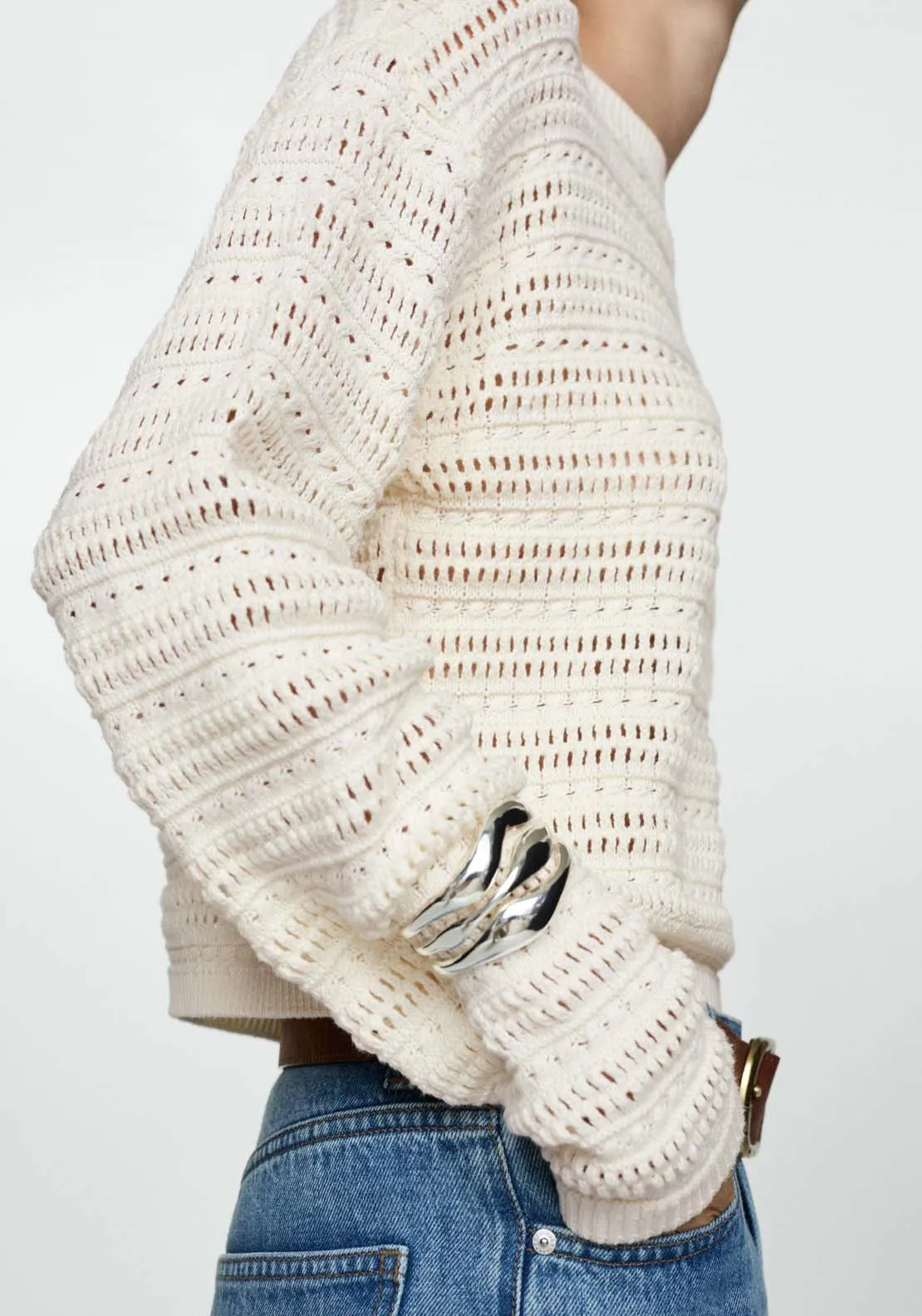 Openwork knit sweater - Light Beige