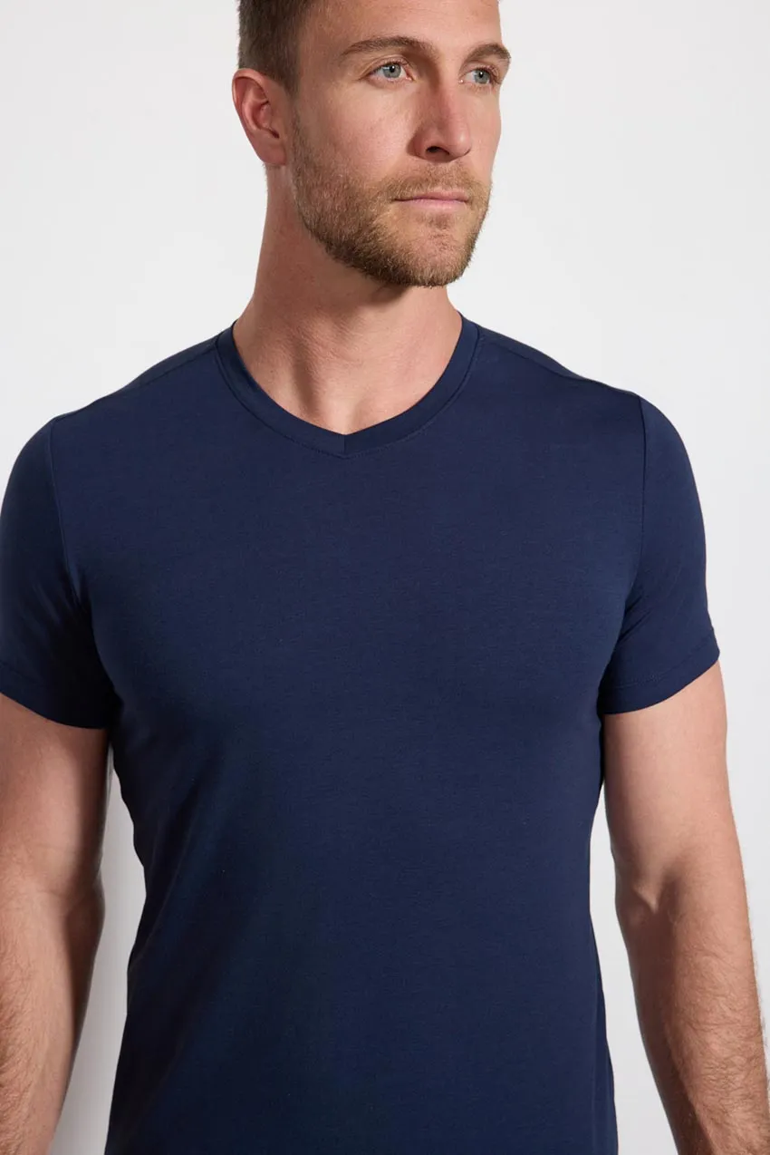 Pima Cotton V-Neck Tee - Deep Navy