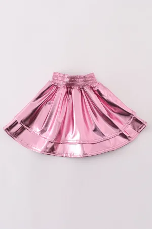 Pink girl ruffle laser skorts