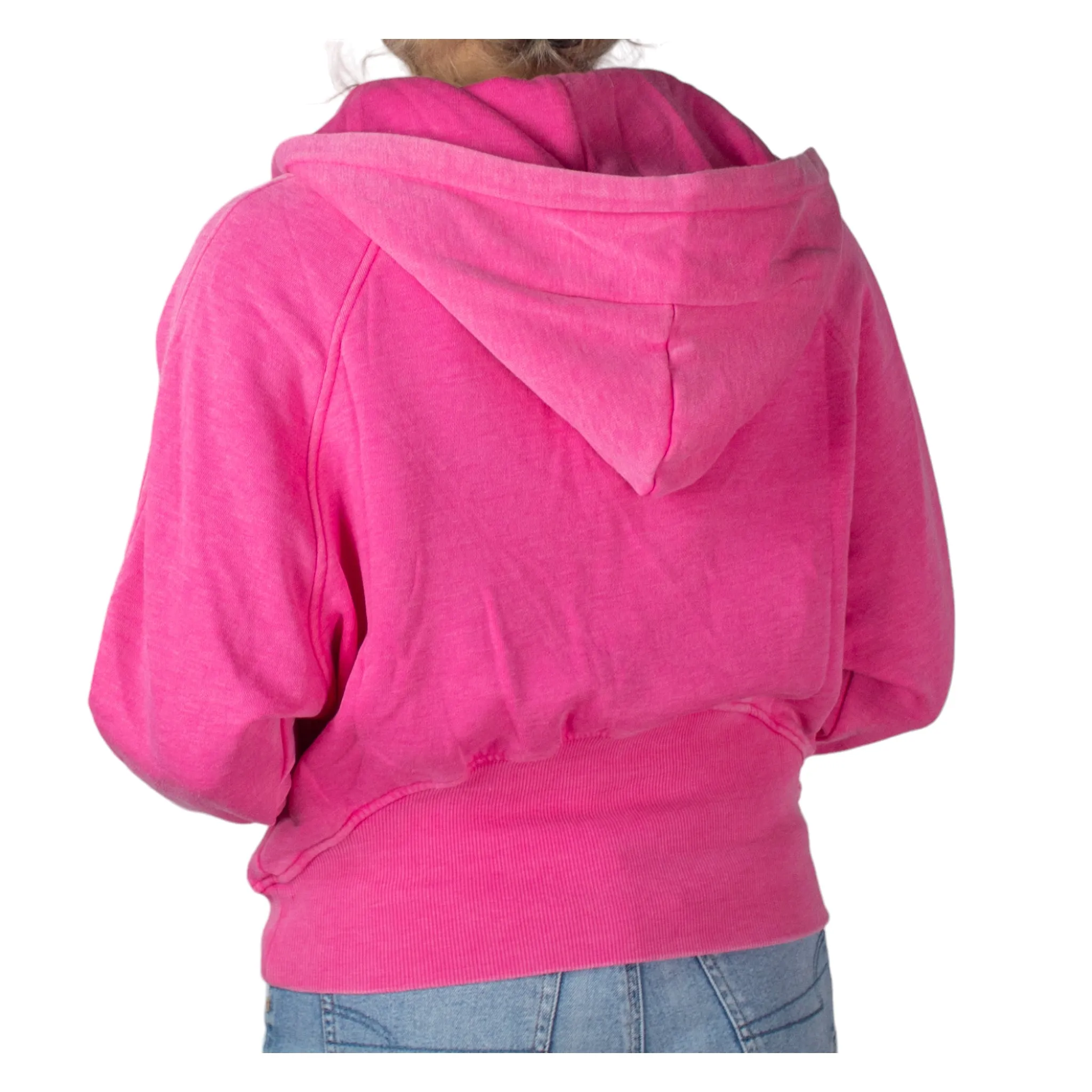 PO-7204 Half Zip Wash Hoodie Hot Pink