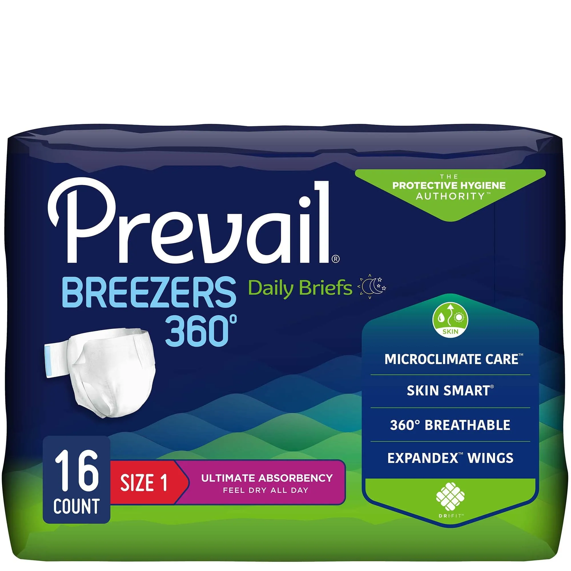 Prevail Breezers 360 Adult Heavy-Absorbent S1 Briefs 16 ct Pvbng012Ca