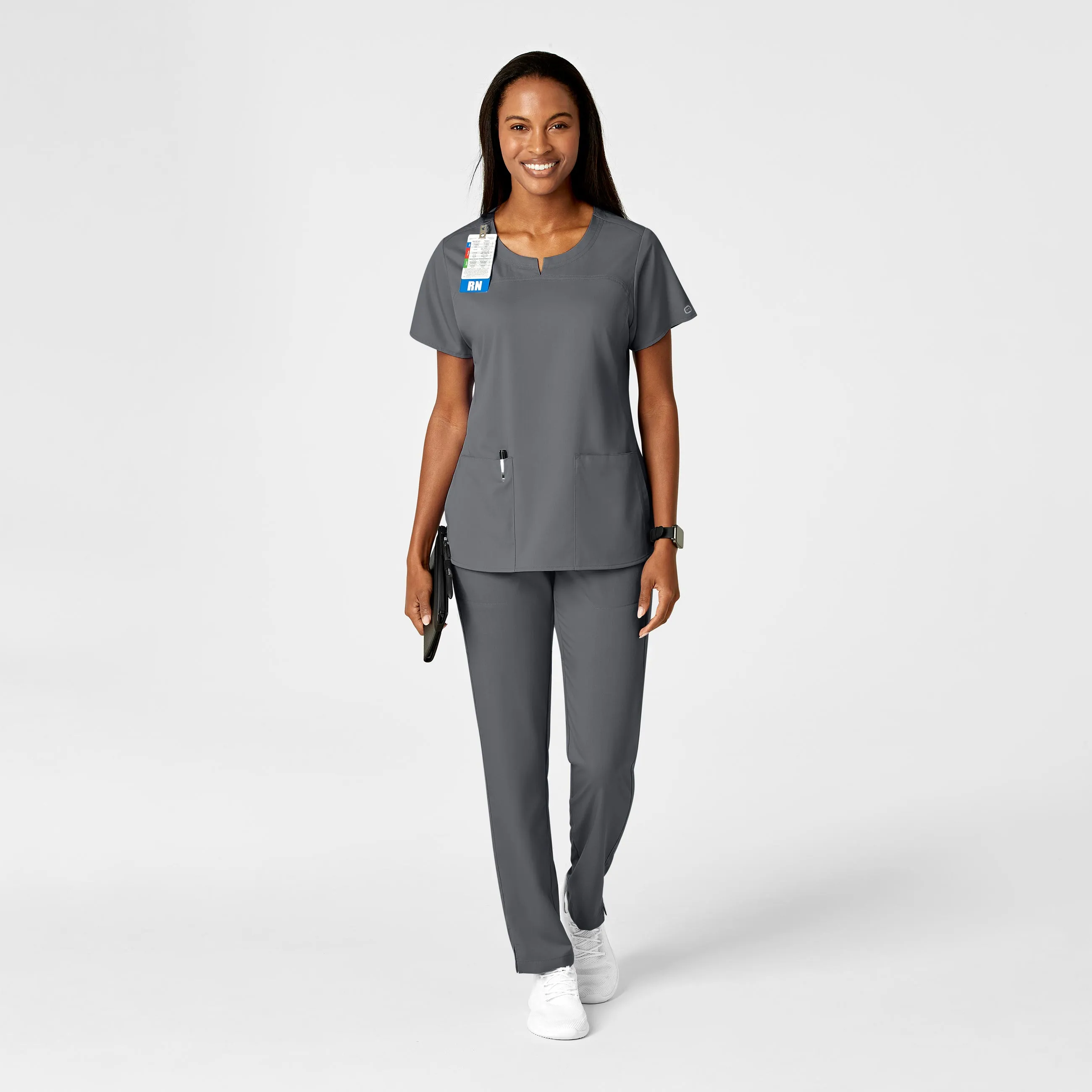 PRO Women's Knit Waist Cargo Scrub Pant - Pewter