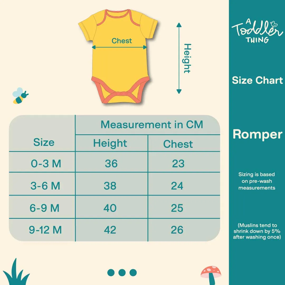 Roar Yellow - Cotton Romper for Babies