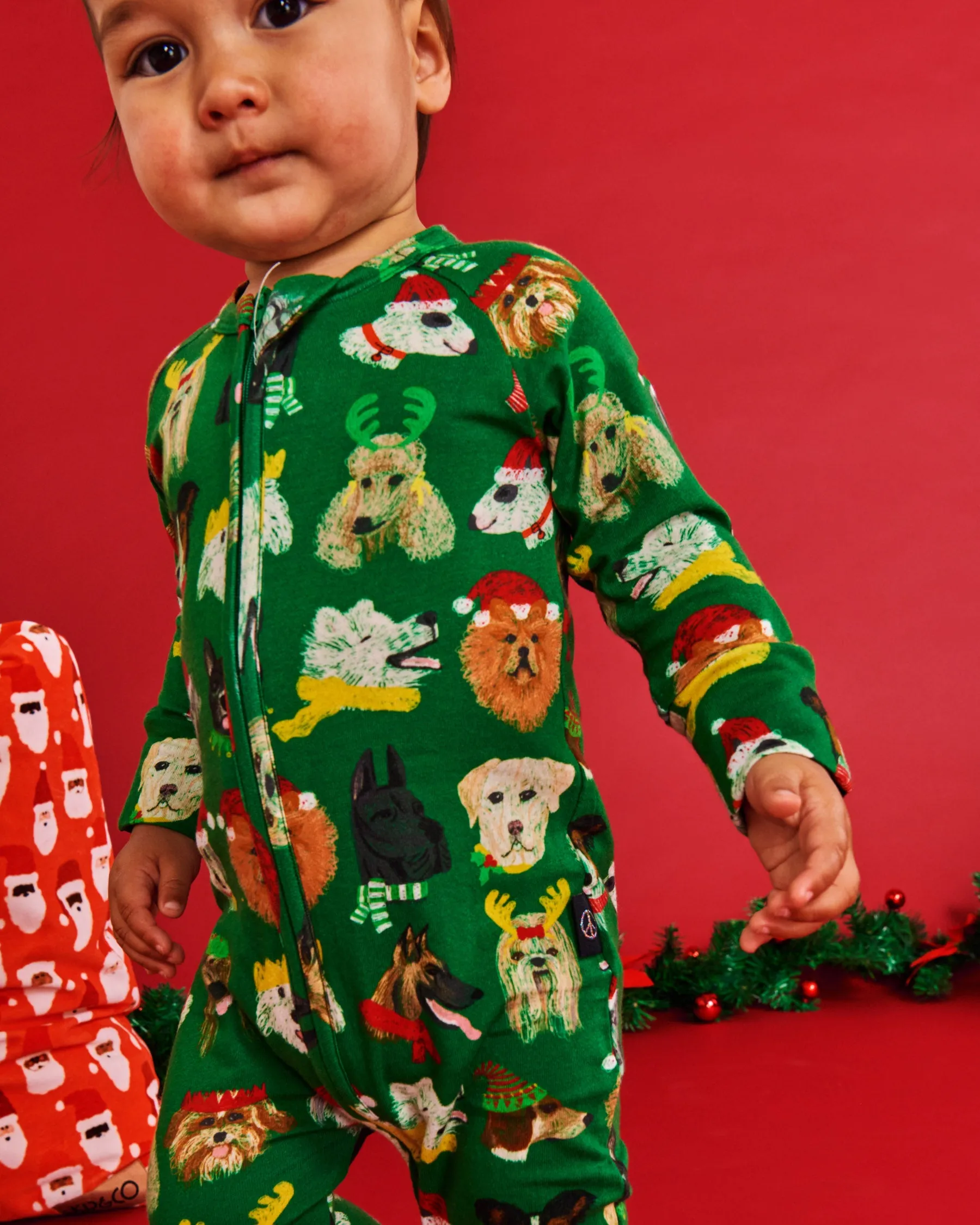 Santa's Little Helper Organic Long Sleeve Zip Romper