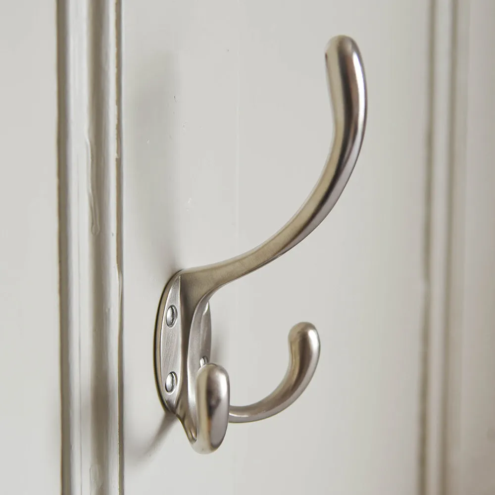 Satin Nickel Triple Hat & Coat Hook - Large