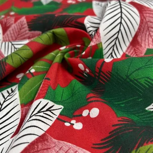 Season's Greetings - Red | Print Poly/Cotton Shirting - SKU 7634A #U17