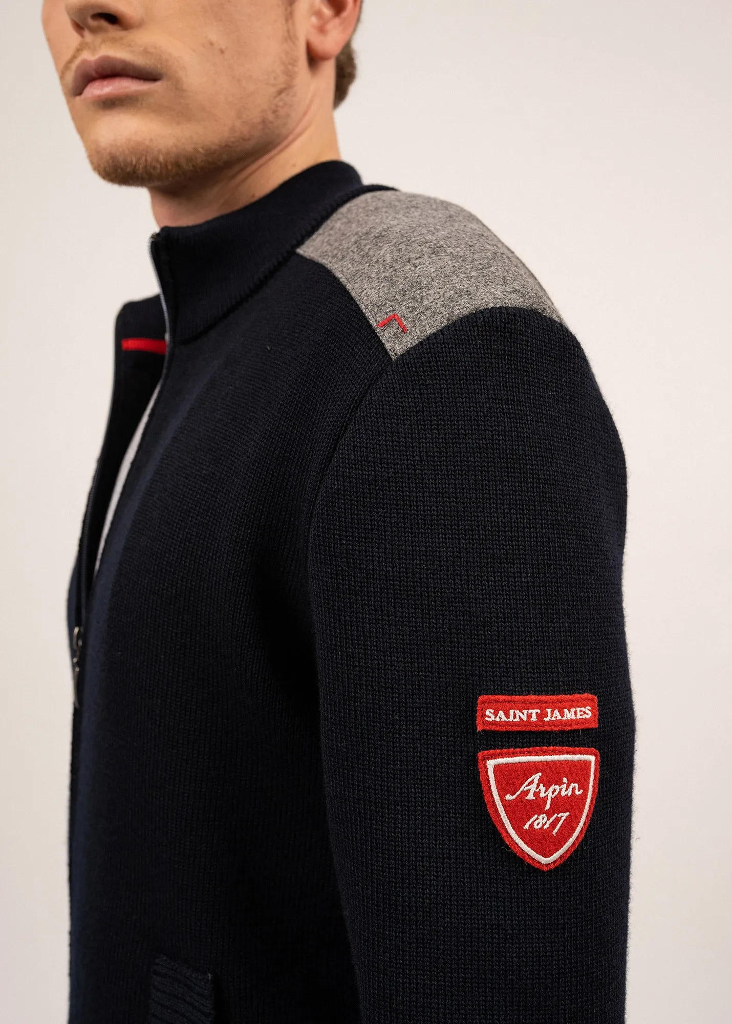 SERAC ARPIN - Wool Knit Jacket With Zip (NAVY)