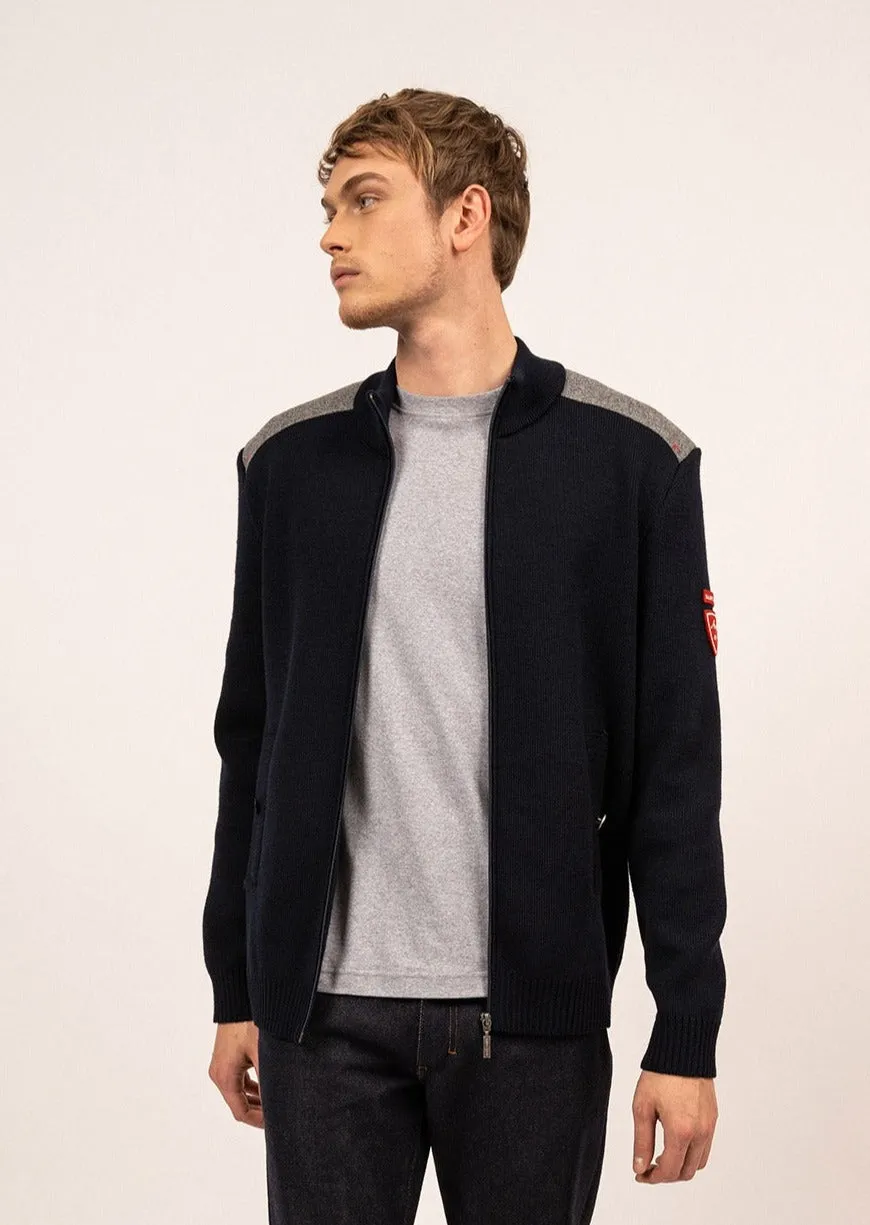 SERAC ARPIN - Wool Knit Jacket With Zip (NAVY)