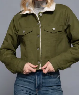 Sherpa-lined Twill Jacket