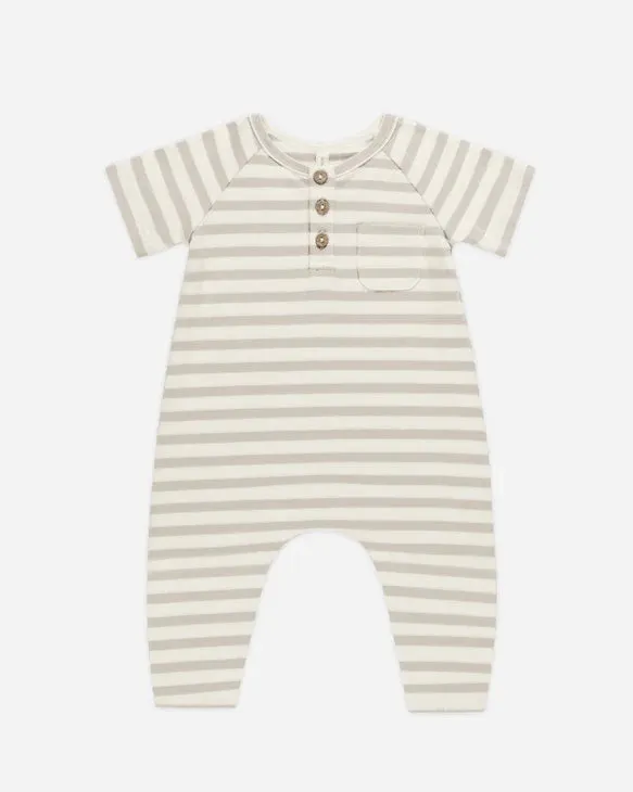 Short Sleeve Jumpsuit - Grey Stripe