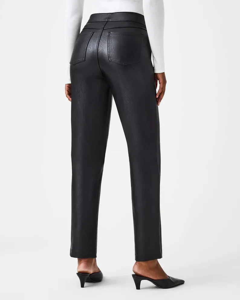 Spanx - Leather-Like Straight Leg Pant in Luxe Black