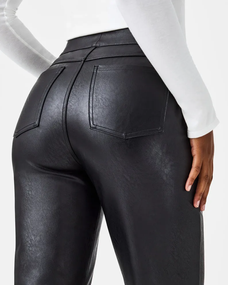 Spanx - Leather-Like Straight Leg Pant in Luxe Black