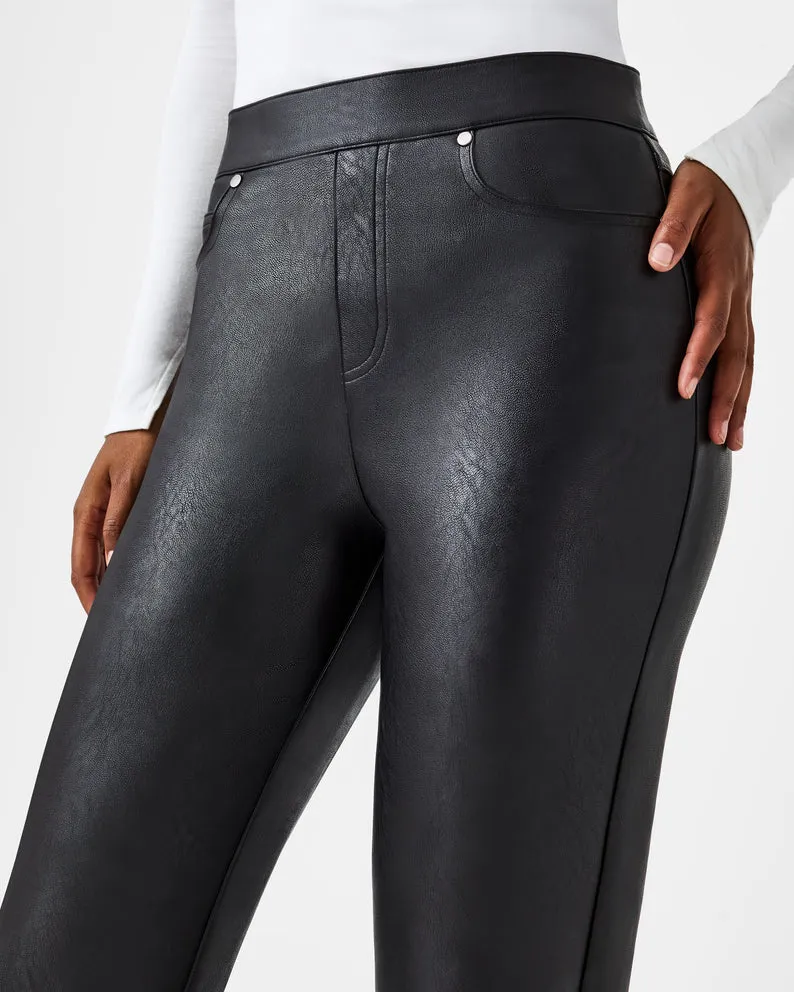 Spanx - Leather-Like Straight Leg Pant in Luxe Black