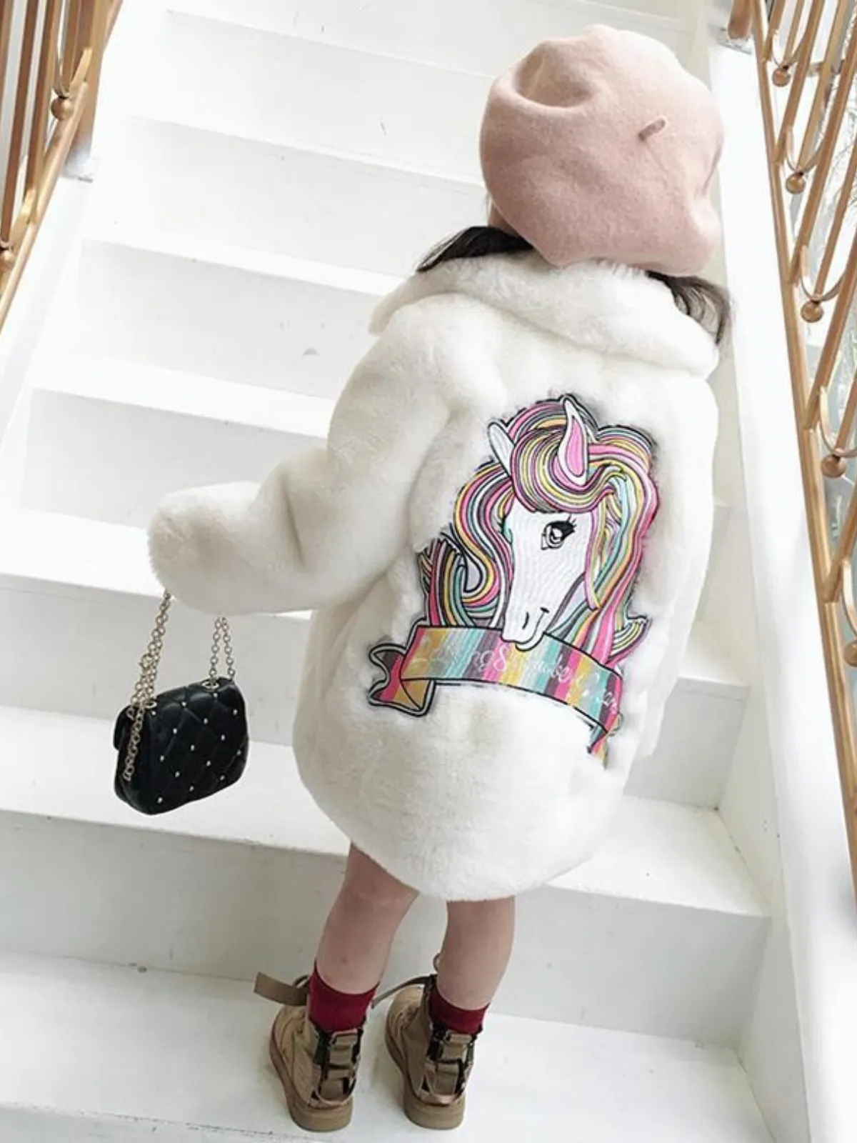 Sprinkle Magic Faux Fur Unicorn Winter Coat