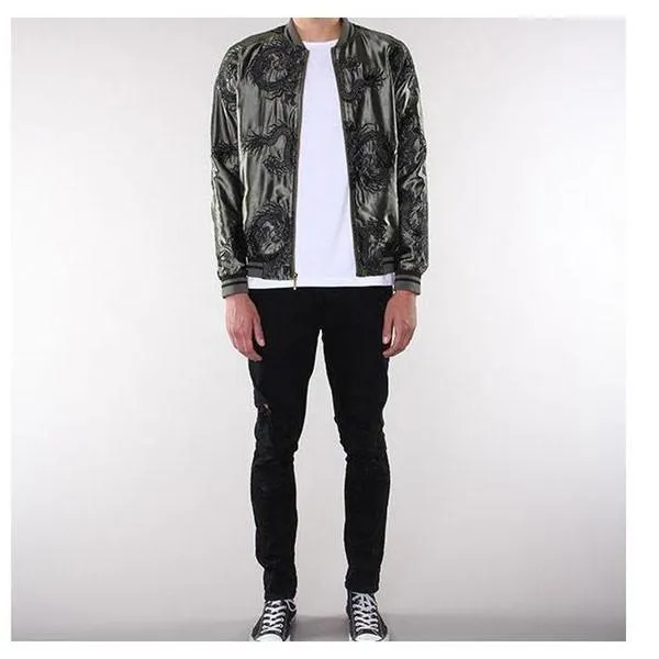 Standard Issue All Over Dragon Souvenir Jacket Olive - Black